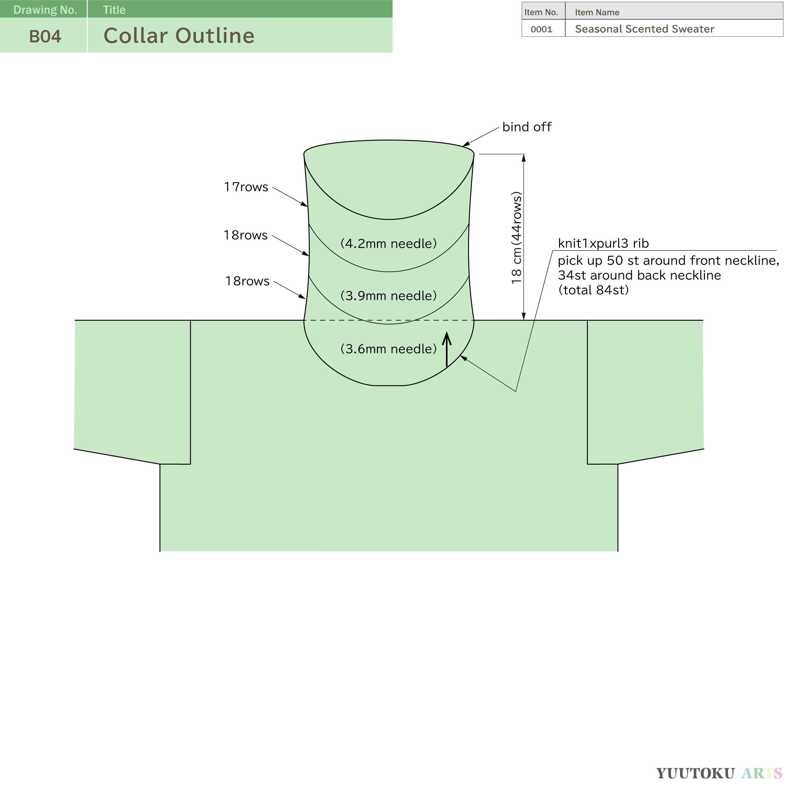 knitting drawing of women's sweater "Seasonal Scented Sweater"